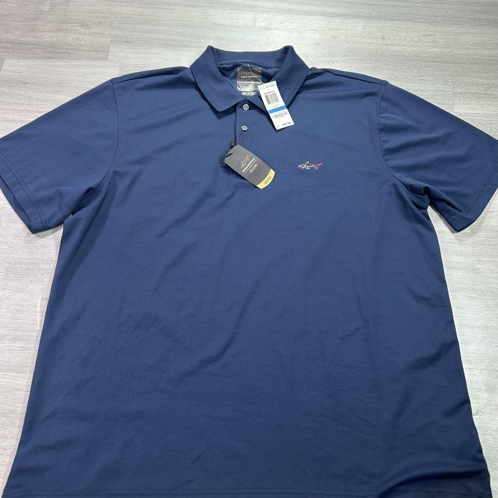NEW Greg Norman For Tasso Elba Polo Shirt Mens XL Blue Golf PlayDry Performance
